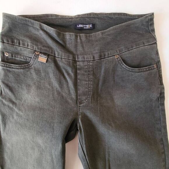 Lisette L Montreal Womens Charcoal Gray Embroidered Crystal Hem Denim Jeans - Picture 10 of 16